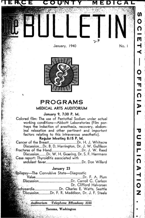 Cover image for PCMS Bulletin 1940