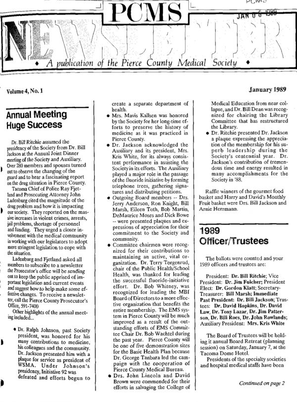 Cover image for PCMS Bulletin 1989